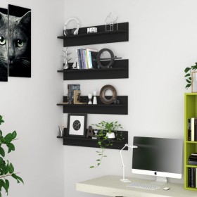 Wall shelf 4 pcs black plywood 80x11.5x18 cm by vidaXL, Shelves and shelves - Ref: Foro24-807336, Price: 34,99 €, Discount: %