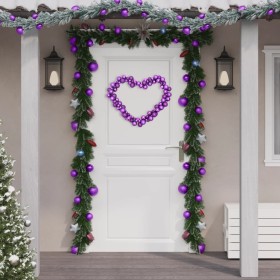 Corona de bolas de Navidad poliestireno morado 175 cm de vidaXL, Adornos festivos - Ref: Foro24-356141, Precio: 29,99 €, Desc...