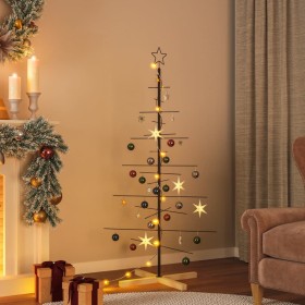 Black metal Christmas tree with wooden base 150 cm by vidaXL, Christmas trees - Ref: Foro24-359604, Price: 41,13 €, Discount: %