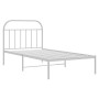 Bettgestell aus Metall mit weißem Kopfteil 100x190 cm von vidaXL, Betten und Lattenroste - Ref: Foro24-353678, Preis: 66,82 €...