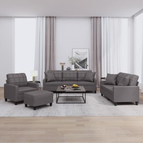 Set Sofas mit Kissen 4 Stück Kunstleder grau von vidaXL, Sofas - Ref: Foro24-3201355, Preis: 670,99 €, Rabatt: %