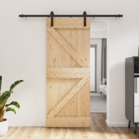 Puerta corredera con herrajes madera maciza de pino 85x210 cm de vidaXL, Puertas - Ref: Foro24-3202984, Precio: 181,56 €, Des...