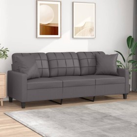 3-seater sofa with gray synthetic leather cushions 180 cm by vidaXL, Sofas - Ref: Foro24-3200810, Price: 342,01 €, Discount: %