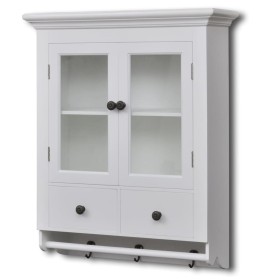 Armario de cocina de pared de madera y puerta de vidrio blanco de vidaXL, Armarios de cocina - Ref: Foro24-241374, Precio: 16...