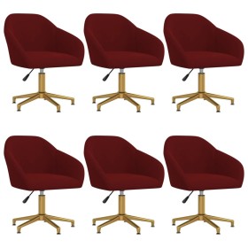 6pcs Red Wine Red Velvet Swivel Dining Chairs by vidaXL, dining chairs - Ref: Foro24-3089721, Price: 439,99 €, Discount: %