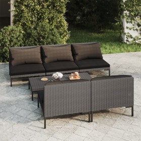 6-teilige Gartensofas und dunkelgraue synthetische Rattankissen von vidaXL, Gartensets - Ref: Foro24-3099794, Preis: 419,99 €...