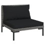 Gartensofas 9-teilig und Kissen dunkelgraues synthetisches Rattan von vidaXL, Gartensets - Ref: Foro24-3099859, Preis: 598,99...