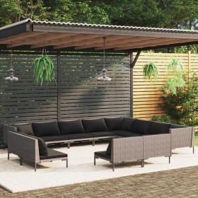 Garden sofas 12 pcs dark gray synthetic rattan cushions by vidaXL, Garden sets - Ref: Foro24-3099892, Price: 1,00 €, Discount: %