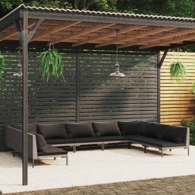 Gartensofas 9-teilig und Kissen dunkelgraues synthetisches Rattan von vidaXL, Gartensets - Ref: Foro24-3099922, Preis: 779,99...