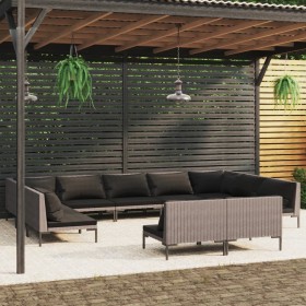 Gartensofas 11 Stück und Kissen dunkelgraues synthetisches Rattan von vidaXL, Gartensets - Ref: Foro24-3099936, Preis: 958,99...