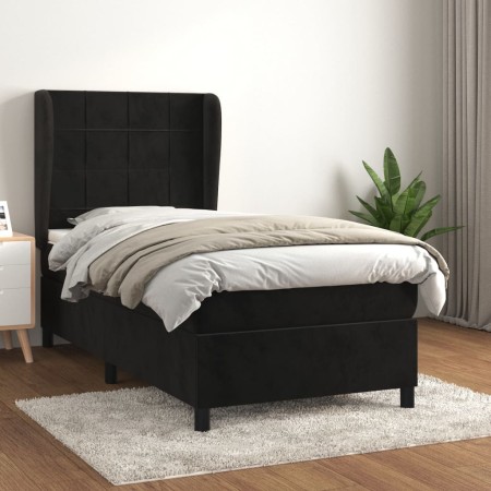 Cama box spring con colchón terciopelo negro 100x200 cm de vidaXL, Camas y somieres - Ref: Foro24-3129197, Precio: 374,45 €, ...