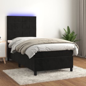 Boxspringbett mit Matratze und LED-Samt in Schwarz, 100 x 200 cm von vidaXL, Betten und Lattenroste - Ref: Foro24-3136109, Pr...