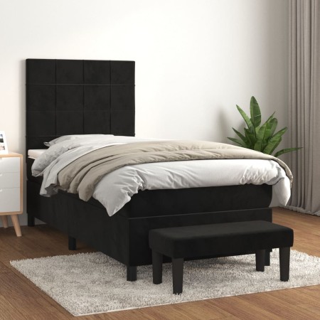 Cama box spring con colchón terciopelo negro 100x200 cm de vidaXL, Camas y somieres - Ref: Foro24-3137829, Precio: 391,40 €, ...