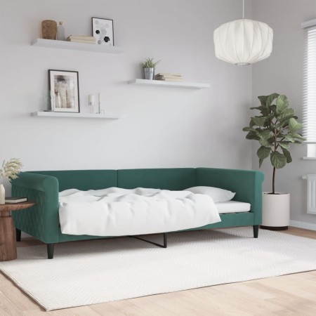 Sofá cama terciopelo verde oscuro 100x200 cm de vidaXL, Camas y somieres - Ref: Foro24-354253, Precio: 222,37 €, Descuento: %