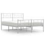 Metal bed frame with headboard and white footboard 120x190 cm by vidaXL, Beds and slatted bases - Ref: Foro24-355331, Price: ...