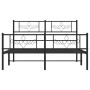 Black metal headboard and footboard bed frame 160x200 cm by vidaXL, Beds and slatted bases - Ref: Foro24-355288, Price: 111,3...