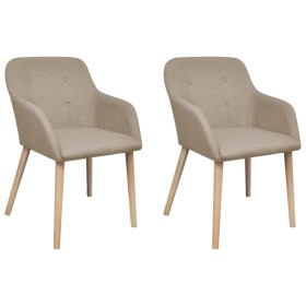 Dining chairs 2 units beige fabric and solid oak wood by vidaXL, dining chairs - Ref: Foro24-241155, Price: 224,99 €, Discoun...