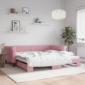 Sofá cama nido terciopelo rosa 100x200 cm de vidaXL, Camas y somieres - Ref: Foro24-3197781, Precio: 310,99 €, Descuento: %