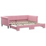 Pink velvet trundle sofa bed 100x200 cm by vidaXL, Beds and slatted bases - Ref: Foro24-3197781, Price: 310,50 €, Discount: %