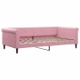 Pink velvet trundle sofa bed 100x200 cm by vidaXL, Beds and slatted bases - Ref: Foro24-3197781, Price: 310,50 €, Discount: %