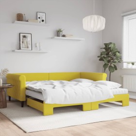 Sofá cama nido con colchón terciopelo amarillo 100x200 cm de vidaXL, Camas y somieres - Ref: Foro24-3197807, Precio: 512,99 €...