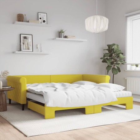 Sofá cama nido con colchón terciopelo amarillo 100x200 cm de vidaXL, Camas y somieres - Ref: Foro24-3197807, Precio: 512,22 €...