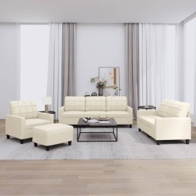 Cream synthetic leather 4-piece sofa set with cushions by vidaXL, Sofas - Ref: Foro24-3201344, Price: 605,99 €, Discount: %