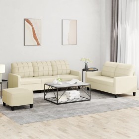 Cream synthetic leather 3-piece sofa set with cushions by vidaXL, Sofas - Ref: Foro24-3201384, Price: 467,99 €, Discount: %