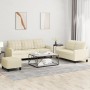 Dreiteilige Sofagarnitur aus cremefarbenem Kunstleder mit Kissen von vidaXL, Sofas - Ref: Foro24-3201384, Preis: 467,99 €, Ra...