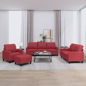 Sofa set with cushions 4 pieces red synthetic leather by vidaXL, Sofas - Ref: Foro24-3201346, Price: 772,94 €, Discount: %