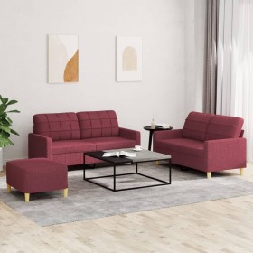 Sofa set with cushions 3 pieces red fabric by vidaXL, Sofas - Ref: Foro24-3201288, Price: 469,99 €, Discount: %