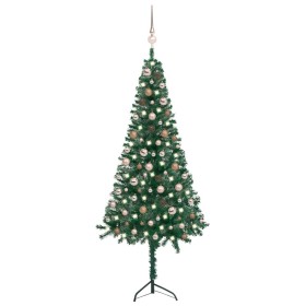 Árbol de Navidad artificial de esquina LED y bolas verde 180 cm de vidaXL, Arboles de navidad - Ref: Foro24-3077954, Precio: ...