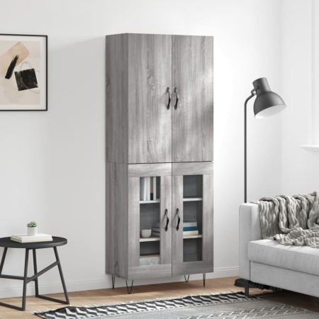 High sideboard sonoma gray plywood 69.5x34x180 cm by vidaXL, Sideboards - Ref: Foro24-3198071, Price: 157,26 €, Discount: %