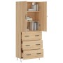 Aparador alto madera contrachapada color roble 69,5x34x180 cm de vidaXL, Aparadores - Ref: Foro24-3198084, Precio: 166,99 €, ...