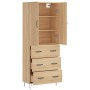 Aparador alto madera contrachapada color roble 69,5x34x180 cm de vidaXL, Aparadores - Ref: Foro24-3198084, Precio: 166,99 €, ...