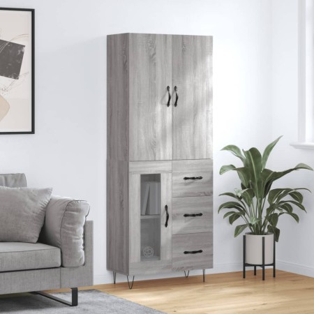 High sideboard sonoma gray plywood 69.5x34x180 cm by vidaXL, Sideboards - Ref: Foro24-3198103, Price: 164,99 €, Discount: %