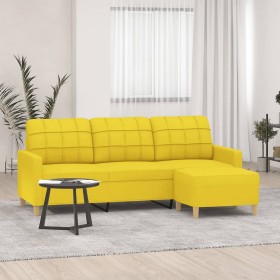 3-seater sofa with light yellow fabric stool 180 cm by vidaXL, Sofas - Ref: Foro24-3201006, Price: 318,73 €, Discount: %