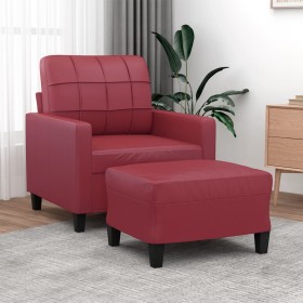 Sillón con taburete cuero sintético rojo tinto 60 cm de vidaXL, Sofás - Ref: Foro24-3201012, Precio: 215,30 €, Descuento: %