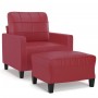 Sillón con taburete cuero sintético rojo tinto 60 cm de vidaXL, Sofás - Ref: Foro24-3201012, Precio: 215,30 €, Descuento: %