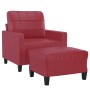 Sillón con taburete cuero sintético rojo tinto 60 cm de vidaXL, Sofás - Ref: Foro24-3201012, Precio: 215,30 €, Descuento: %