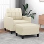 Cream synthetic leather armchair with stool 60 cm by vidaXL, Sofas - Ref: Foro24-3201010, Price: 195,20 €, Discount: %