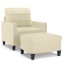 Cream synthetic leather armchair with stool 60 cm by vidaXL, Sofas - Ref: Foro24-3201010, Price: 195,20 €, Discount: %