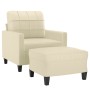 Cream synthetic leather armchair with stool 60 cm by vidaXL, Sofas - Ref: Foro24-3201010, Price: 195,20 €, Discount: %