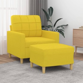 Armchair with stool light yellow fabric 60 cm by vidaXL, Sofas - Ref: Foro24-3200998, Price: 187,15 €, Discount: %