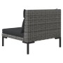 3-teilige Gartensofas mit halbrunden Kissen aus synthetischem Rattan von vidaXL, Modulare Sofas für den Außenbereich - Ref: F...