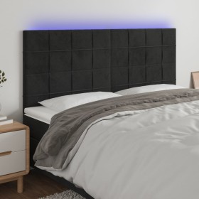 Kopfteil aus schwarzem Samt mit LED-Leuchten, 200 x 5 x 118/128 cm von vidaXL, Kopf- und Fußteile - Ref: Foro24-3122492, Prei...