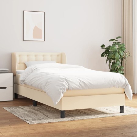 Cama box spring con colchón tela color crema 90x200 cm de vidaXL, Camas y somieres - Ref: Foro24-3126538, Precio: 324,62 €, D...