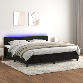 Cama box spring colchón y LED terciopelo negro 200x200 cm de vidaXL, Camas y somieres - Ref: Foro24-3134425, Precio: 561,94 €...