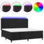 Cama box spring colchón y LED terciopelo negro 200x200 cm de vidaXL, Camas y somieres - Ref: Foro24-3139585, Precio: 689,92 €...