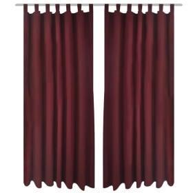 2 cortinas micro-satinadas con trabillas color burdeos, 140 x 245 cm de vidaXL, Cortinas y visillos - Ref: Foro24-130364, Pre...